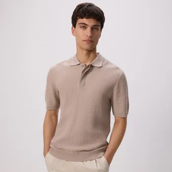 Reserved - Strukturální polo svetr - béžová - 9989N-08X - 9989N-08X-XS