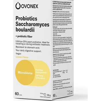 Přírodní produkt Ovonex Probiotika Saccharomyces boulardii, citrónová příchuť, 146 g