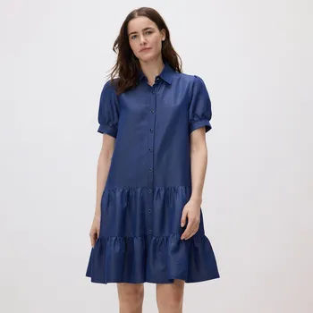 Dámské šaty Reserved - Mini šaty s límcem - modrá - 9286H-55J - 9286H-55J-M