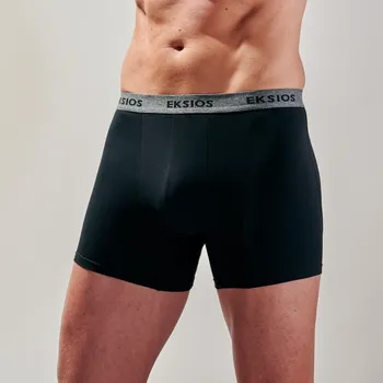 Boxerky Sada 3 prodloužených boxerek EKSIOS s pružným pasem černá+šedý melír+modrá 109/116