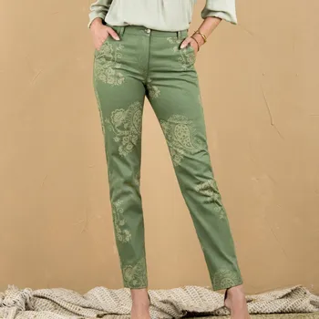 Chino kalhoty s paisley potiskem bronzová 44