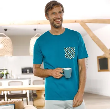 Pánské oblečení Pyžamové tričko s krátkými rukávy, tyrkysové tyrkysová 137/146 (4XL)