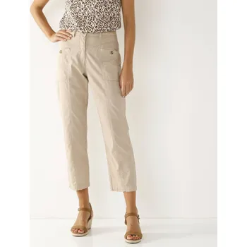 Dámské kalhoty 7/8 rovné cargo kalhoty písková 42