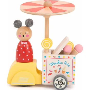 Dřevěná hračka MOULIN ROTY La Grande Familie - Zmrzlinový vozík s Ninou