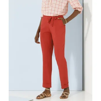 Splývavé 7/8 kalhoty s páskem terakota 50