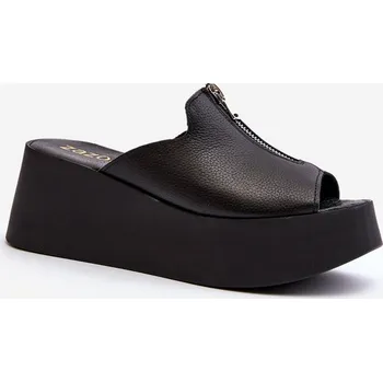 Dámské pantofle Zazoo 2916 Dámské žabky na masivní platformě se zipem Barva: Černá, Velikost: 37