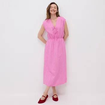 Dámské šaty Reserved - Midi šaty s vázáním - fuchsiová - 6684B-43X - 6684B-43X-XS