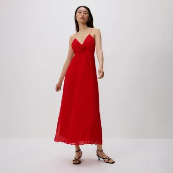 Dámské šaty Reserved - Maxi šaty s květinovou aplikací - červená - 282FH-33X - 282FH-33X-XS