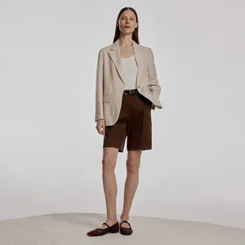 Reserved - Bermudy z lyocellu - hnědá - 939FB-88X - 939FB-88X-L