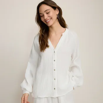 Dámské tričko Reserved - Mušelínová halenka - bílá - QI425-00X - QI425-00X-XS