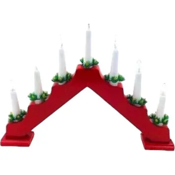 Vánoční svícen Pyramida červená, 7 žárovek - do zásuvky