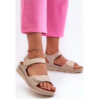 Dámské sandále Dámské sandály na suchý zip Risanni Barva: Béžová, Velikost: 36