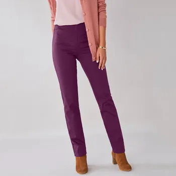 Dámské kalhoty Tvarující kalhoty s pružným pasem a efektem plochého břicha švestková 48