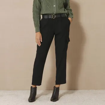 Dámské kalhoty Úzké splývavé cargo kalhoty černá 44