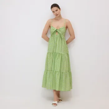 Dámské šaty Reserved - Midi šaty s překládaným výstřihem - světle zelená - 787HD-70X - 787HD-70X-M