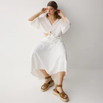 Dámské sandále Reserved - Kožené sandály na rovné platformě - hnědá - 312CR-88X - 312CR-88X-37