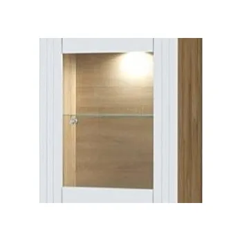 Obývací stěna Mlot Vitrína 65 Juma 4 Vyber LED osvětlení: včetně LED osvětlení, Vyber barevné provedení: dub grand + bílý lesk