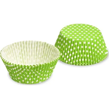 Jednorázové nádobí Majjam Cukrářské košíčky - zelený s puntíky - 50 x 30 mm - 40 ks