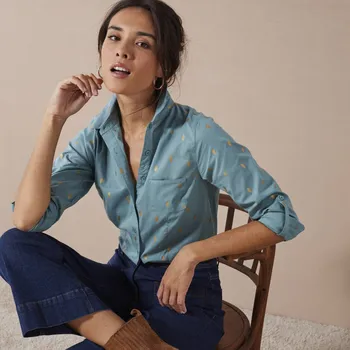 Dámská halenka Košilová halenka se zlatým potiskem tyrkysová/zlatá 50