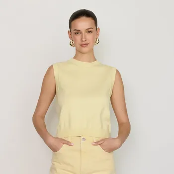 Dámský svetr Reserved - Bavlněná vesta - světle žlutá - 911EX-10X - 911EX-10X-M