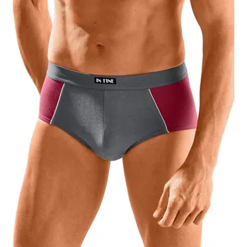 Boxerky Sada 4 dvoubarevných slipů s vyšším pasem červená/šedá 93/100