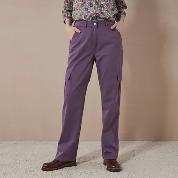 Dámská móda Rovné cargo kalhoty švestková 46