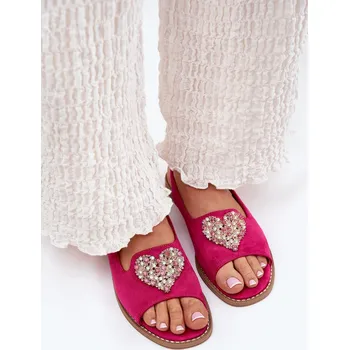 Dámská obuv Dámské sandály s zlatým ozdobou eko semišové S.Barski KV27-059 Barva: Růžová, Velikost: 37