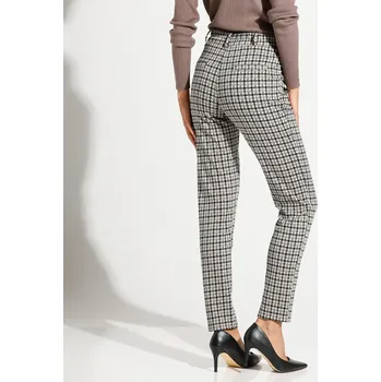 Chino kalhoty z úpletu Milano, potisk kohoutí stopy černá/režná 52