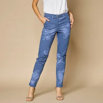 Dámské kalhoty Chino kalhoty s paisley potiskem indigo 40
