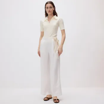 Dámské kalhoty Reserved - Kalhoty se lnem a viskózou - krémová - 8484B-01X - 8484B-01X-XS