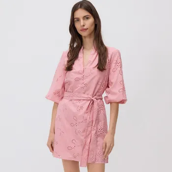 Dámské šaty Reserved - Ažurové mini šaty - pastelově růžová - 5157V-03X - 5157V-03X-XS