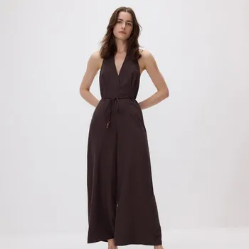 Dámské šaty Reserved - Overal z lyocellu - tmavě hnědá - 1067P-89X - 1067P-89X-XL