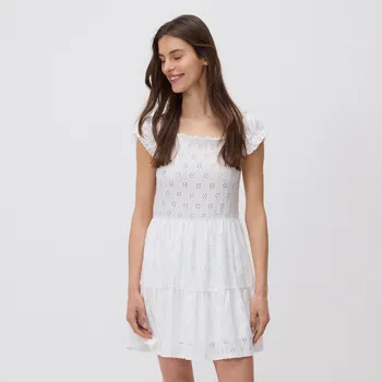 Dámské šaty Reserved - Ažurové mini šaty - bílá - XO741-00X - XO741-00X-XS