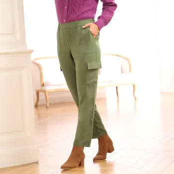 Dámské kalhoty Úzké splývavé cargo kalhoty khaki 36