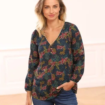 Dámská halenka Blancheporte Halenka s potiskem květin černá 44