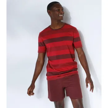 Pánské kraťasy Pyžamo se šortkami a pruhy bordó/červená 87/96