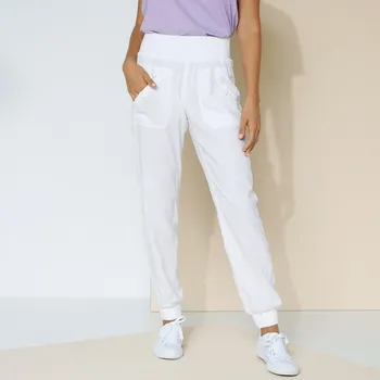 Dlouhé kalhoty zakončené pružnými lemy bílá 40