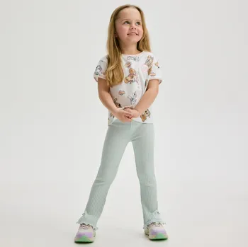 Reserved - Žebrované legíny s mašlí - bleděmodrá - 777CY-05X - 777CY-05X-86