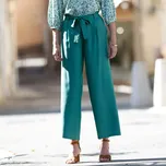 Široké zkrácené kalhoty ke kotníkům zelená 38