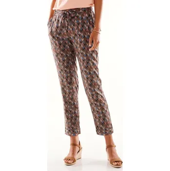 Dámské kalhoty 7/8 kalhoty s potiskem grafického vzoru khaki 38