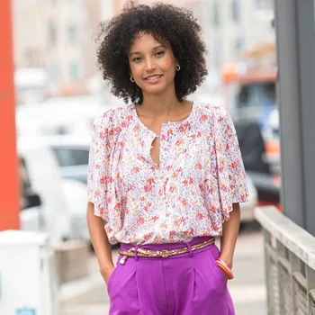 Dámská halenka Halenka s knoflíčky režná/růžová 44