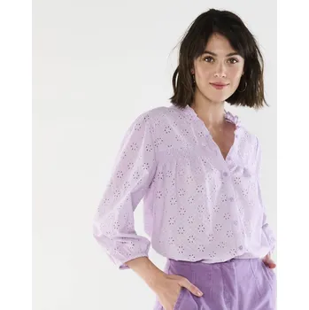 Dámská halenka Madeirová halenka s volánkem a 3/4 rukávy šeříková 46