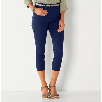 Dámské kalhoty Úzké tvilové 7/8 kalhoty námořnická modrá 46