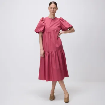 Dámské šaty Reserved - Bavlněné šaty s nabíranými rukávy - světle fialová - 862EH-34X - 862EH-34X-L