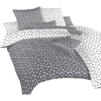 Povlečení Dadka Anežka Duo bavlna, 140 × 200, 70 × 90 cm, bílé/tmavě šedé