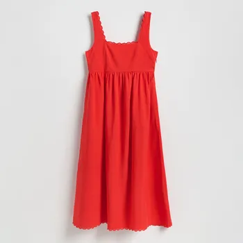 Dámské šaty Reserved - Lněné midi šaty - červená - 926FB-33X - 926FB-33X-M