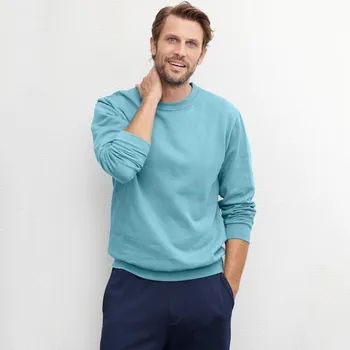 Pánské oblečení Mikina s kulatým výstřihem z česaného moltonu modrozelená 127/136