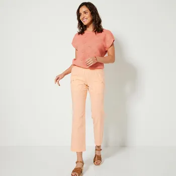 Rovné 7/8 kalhoty broskvová 40