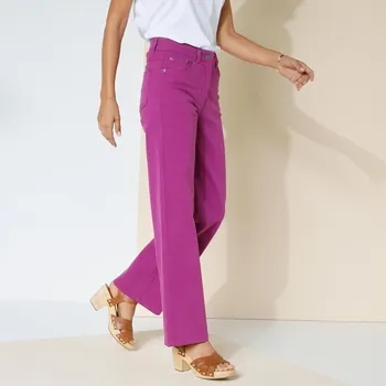 Dámské kalhoty Široké strečové kalhoty, malá postava purpurová 52