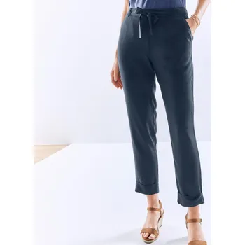 Dámské kalhoty Splývavé 7/8 kalhoty s páskem námořnická modrá 48